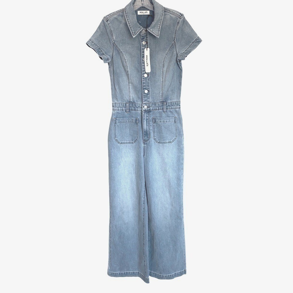 Rolla's Sailor Jumpsuit Light Vintage Blue Size 10M NWT Wide-Leg High-Rise Retro - Picture 10 of 16